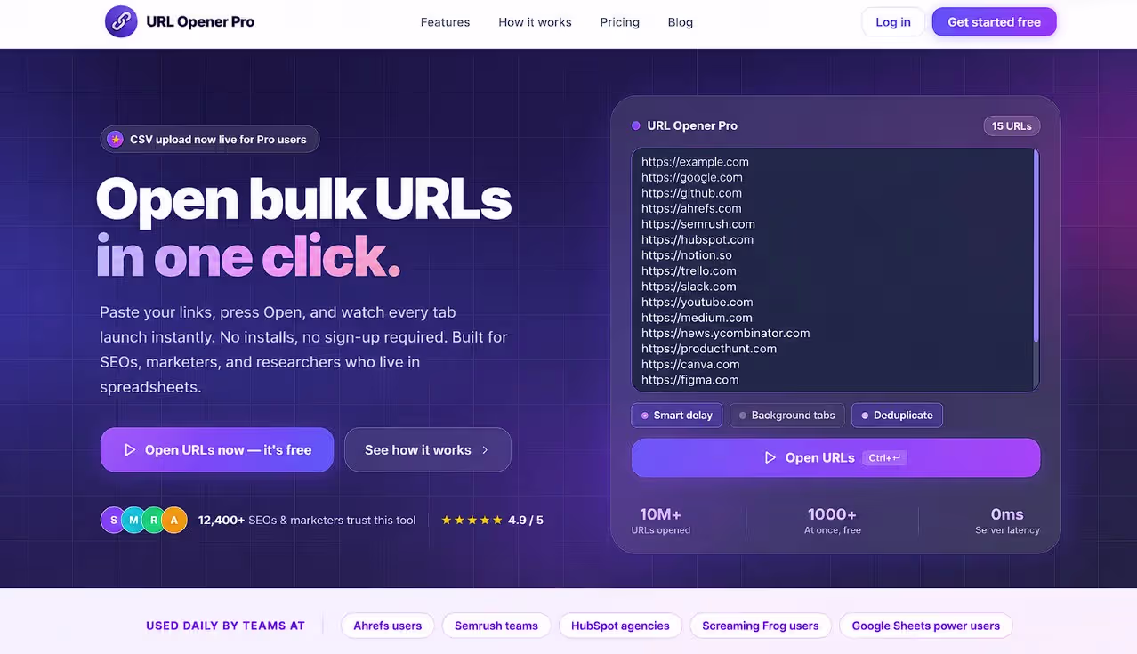 URL Opener pro with url list to open
